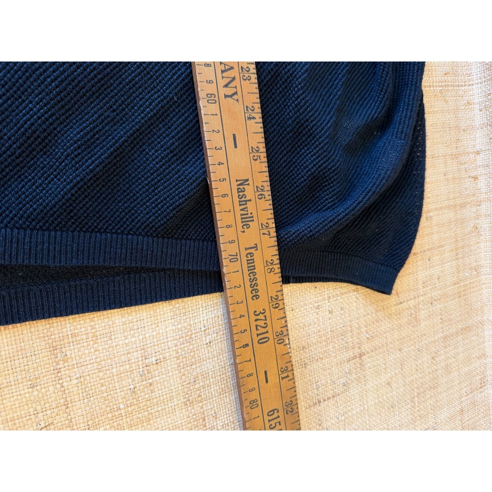 DKNY Womens Oversized 100% Tussah Silk Net Mesh V-Neck Top Navy Blue Small - Picture 7 of 9